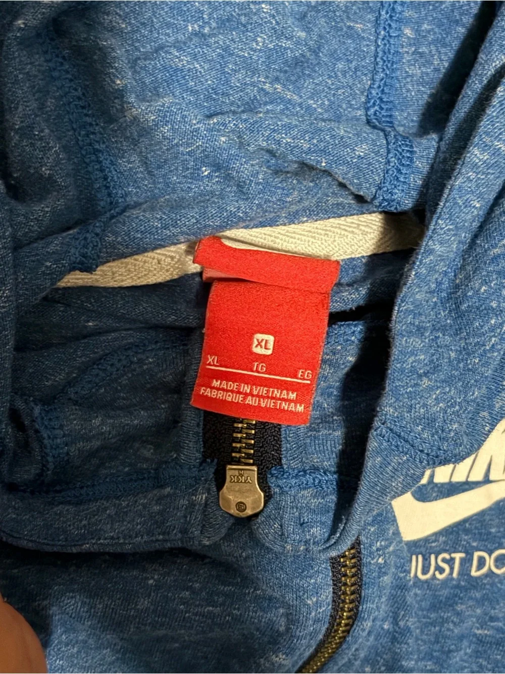 Nike Blue Full-Zip Hooded Sweatshirt with White Logo